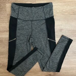Athleta Charcoal and Black Tights with Zipper Pockets